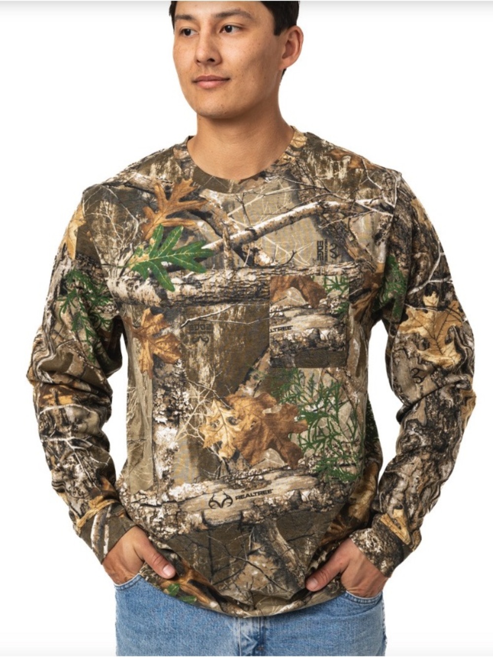 Realtree Men's Long Sleeve Camo Tee in Brown, Green and Tan
